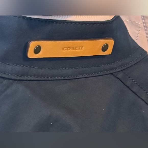 COACH New York Doubled Breasted Trench Coat | Navy Beige Pink | Size Medium - Picture 10 of 10